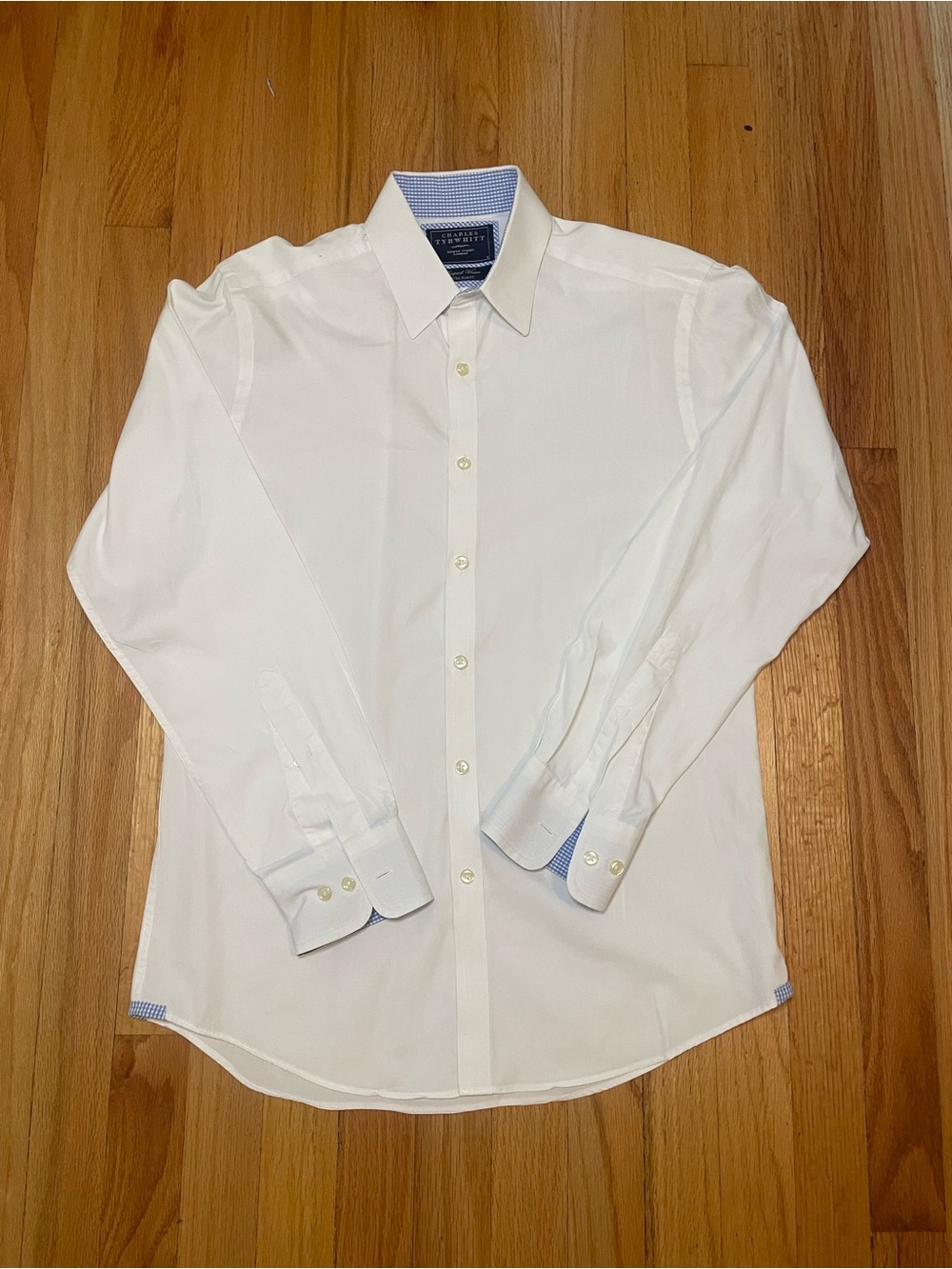 Charles Tyrwhitt White Dress Shirt with Blue Contrast